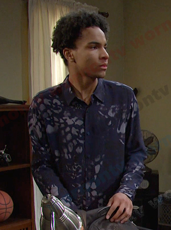 Jerry's blue printed shirt on Days of our Lives