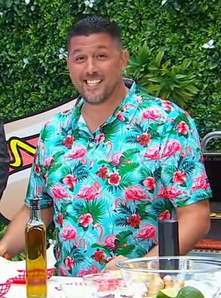 Joe Isidori's blue floral flamingo print shirt on Good Morning America