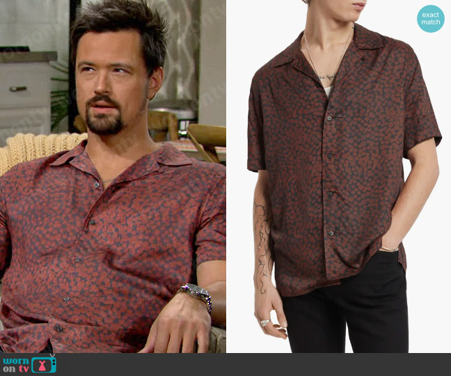 John Varvatos Danny Shirt in Tomato worn by Thomas Forrester (Matthew Atkinson) on The Bold and the Beautiful