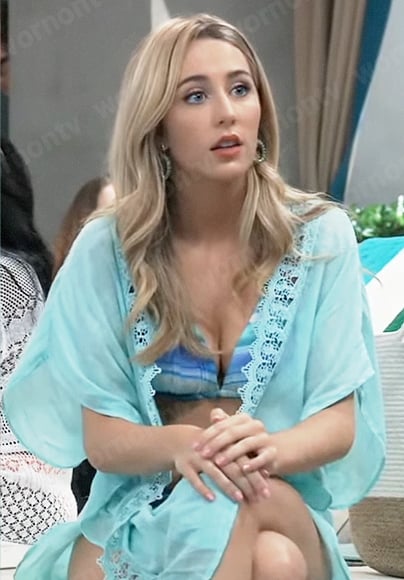 Josslyn’s blue bikini and turquoise coverup on General Hospital