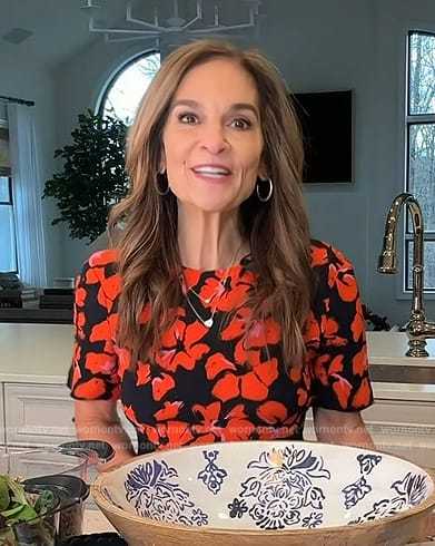 Joy Bauer's black and red floral print dress on Today