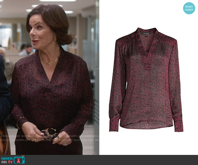 Judith and Charles Orion Printed Long-Sleeve Blouse worn by Margaret Wright (Marcia Gay Harden) on So Help Me Todd