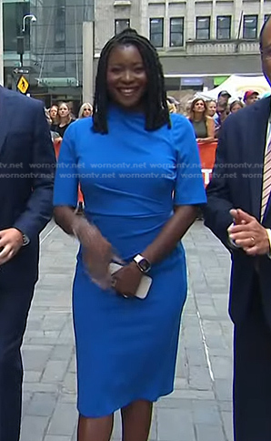 Jummy Olabanji’s blue gathered short sleeve dress on Today