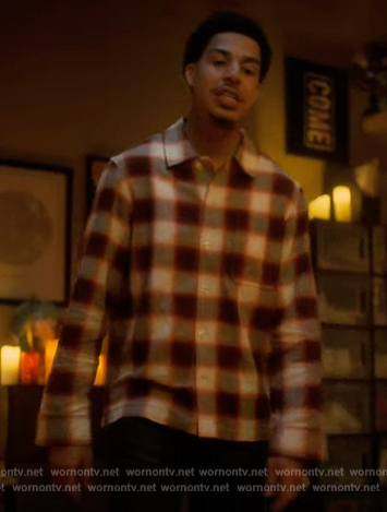 Junior’s red check print shirt on Grown-ish