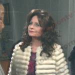 Kassandra’s white fur jacket on Days of our Lives