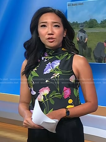 Kathy Park’s black floral sleeveless top on Today