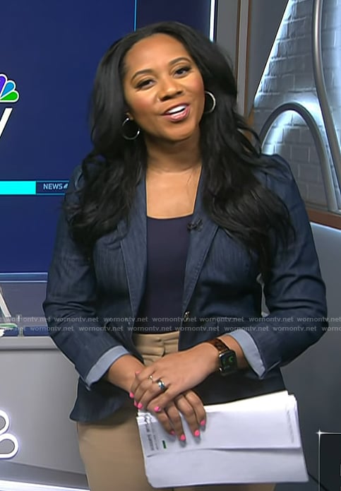 Kay Angrum's denim blazer on NBC News Daily