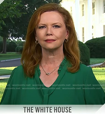 Kelly O'Donnell's green tie neck top on Today