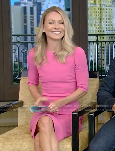 Kelly's pink sheath dress on Live with Kelly and Mark