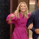 Kelly’s pink puff sleeve belted dress on Live with Kelly and Mark