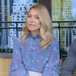 Kelly’s blue floral print blouse on Live with Kelly and Mark