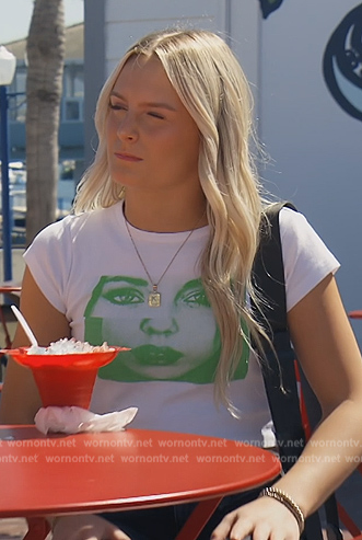 Kennedy's white face graphic tee on The Real Housewives of Orange County