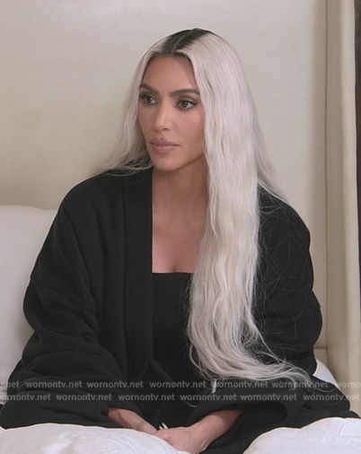 Kim's black robe and top on The Kardashians