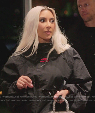 Kim's black Balenciaga jacket on The Kardashians