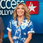 Kit’s blue floral print romper on Access Hollywood