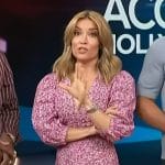 Kit’s pink floral print ruched dress on Access Hollywood