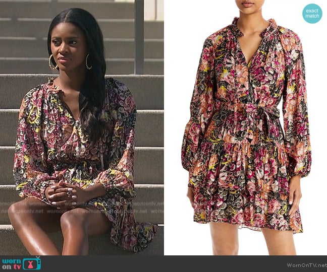 Kobi Halperin Alessi Shimmering Floral Minidress worn by Charity Lawson on The Bachelorette