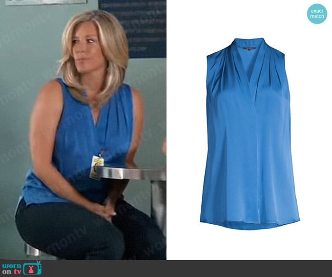 Kobi Halperin Mila Top in Admiral worn by Carly Spencer (Laura Wright) on General Hospital