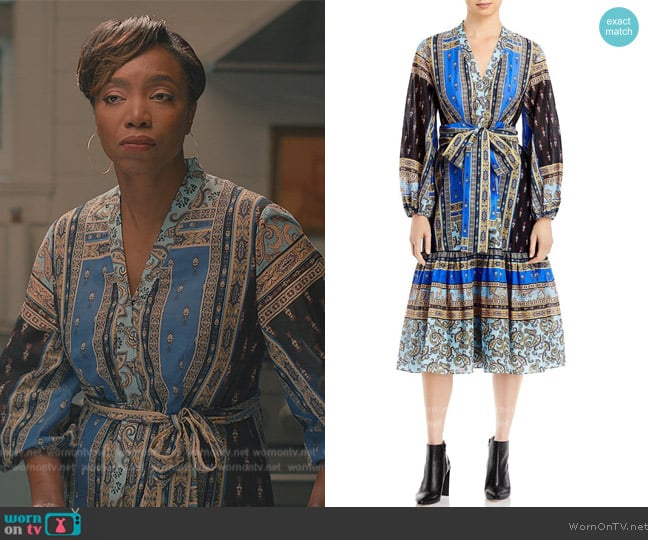 Kobi Halperin Diana Dress in Paisley Print worn by Helen Decatur (Heather Headley) on Sweet Magnolias