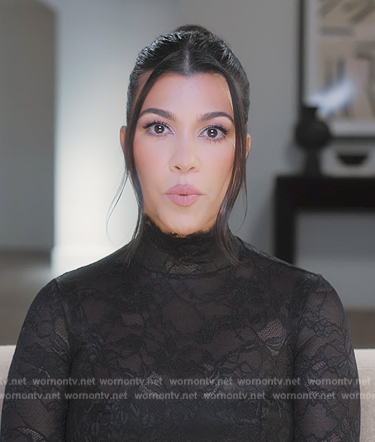 Kourtney's black lace confessional dress on The Kardashians