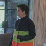 Kris’s colorblock coat on The Kardashians