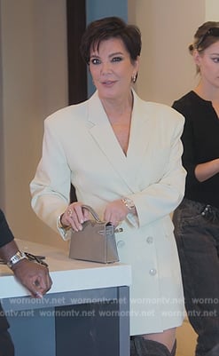 Kris's white double breasted blazer on The Kardashians