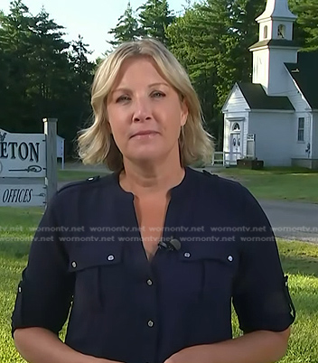 Kristen Dahlgren’s navy roll-up sleeve top on Today