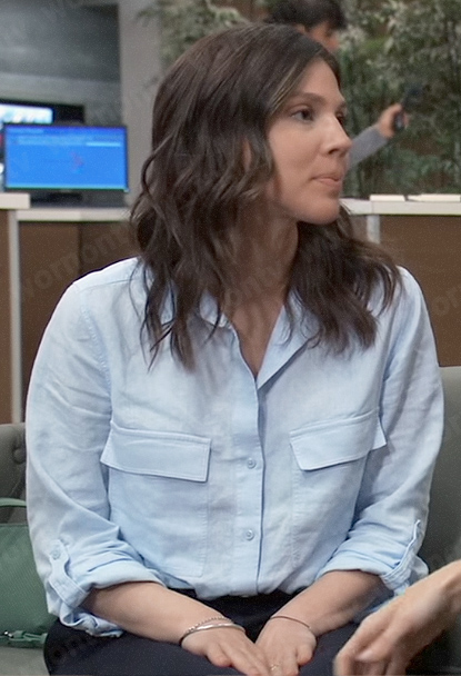 Kristina's blue button down shirt on General Hospital