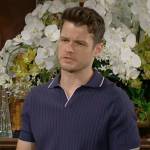 Kyle’s navy blue ribbed polo on The Young and the Restless