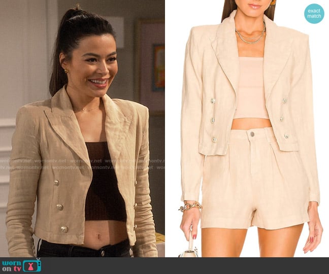 L'Agence Dolly Blazer in Sand worn by Carly Shay (Miranda Cosgrove) on iCarly