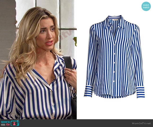 L'Agence Brielle Striped Silk Blouse worn by Sloan Peterson (Jessica Serfaty) on Days of our Lives