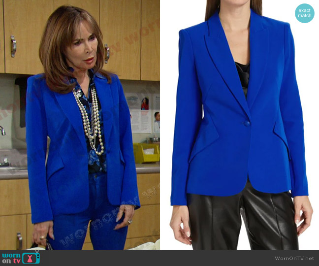 L'Agence Chamberlain Blazer in Pop Blue worn by Kate Roberts (Lauren Koslow) on Days of our Lives