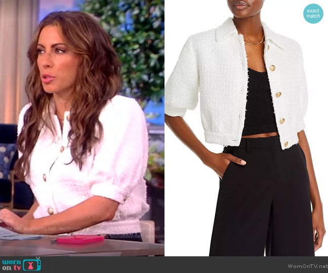 L'Agence Cove cropped bouclé blazer worn by Alyssa Farah Griffin on The View