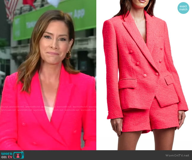 L'Agence Kenzie Double-Breasted Blazer worn by Rebecca Jarvis on Good Morning America