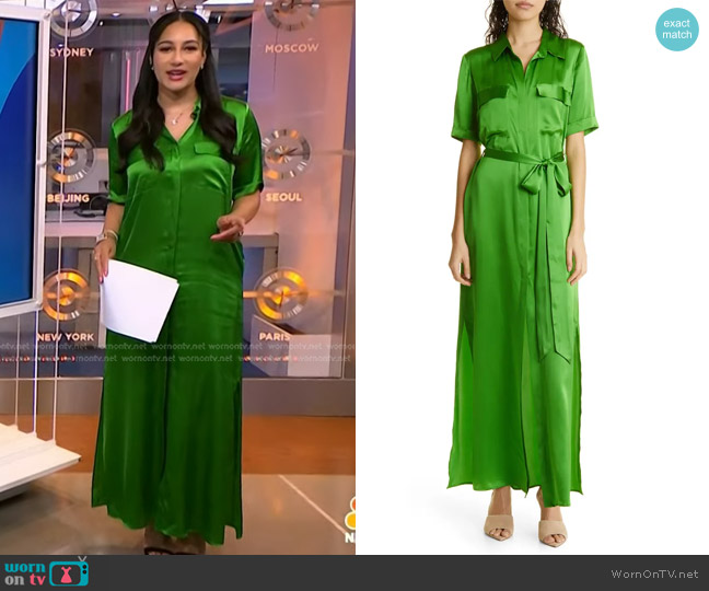 L'Agence Klement Utility Silk Maxi Dress worn by Morgan Radford on NBC News Daily