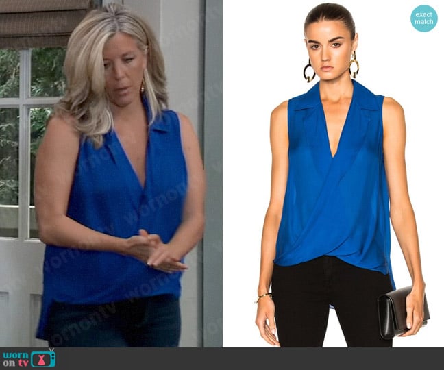 L'Agence Freja Top in St Tropez Blue worn by Carly Spencer (Laura Wright) on General Hospital