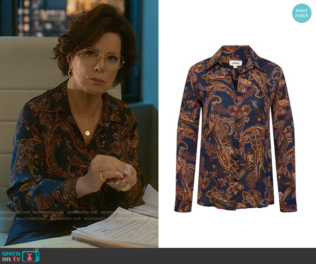 WornOnTV: Margaret’s navy paisley print blouse on So Help Me Todd ...