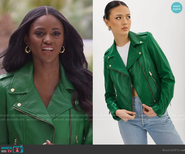 Lamarque Collection Leather Biker Jacket worn by Charity Lawson on The Bachelorette