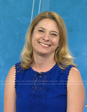 Laura Vanderkam's blue lace inset top on Today