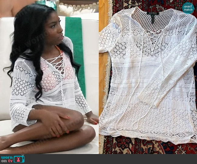 LAUREN Ralph Lauren Pointelle Knit Tunic worn by Trina Robinson (Tabyana Ali) on General Hospital