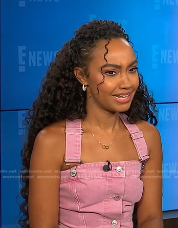 Leigh-Anne Pinnock’s pink button front denim top on E! News