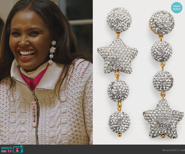 Lele Sadoughi Pave Star Linear Earrings worn by Ubah Hassan on The Real Housewives of New York City