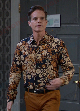 Leo's navy floral shirt on Days of our Lives