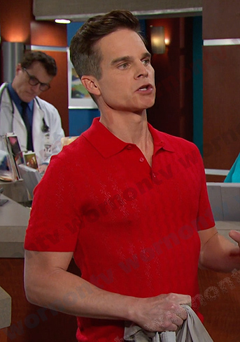 Leo's red polo shirt on Days of our Lives