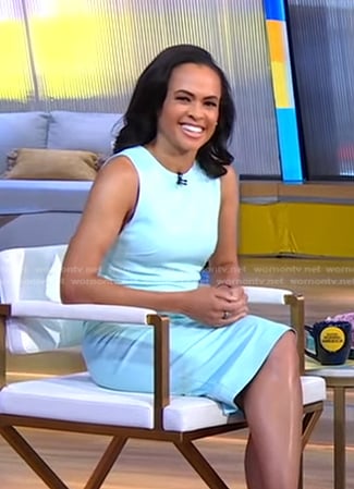 Linsey's light blue leather dress on Good Morning America