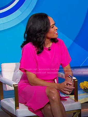 Linsey's pink tie waist dress on Good Morning America