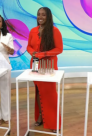 Lindsay Peoples’s red ribbed button dress on Today