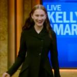 Lola Tung’s black asymmetric jacket and pants on Live with Kelly and Mark