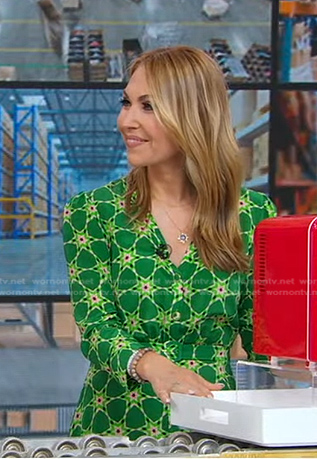 Lori’s green print long sleeve dress on Good Morning America