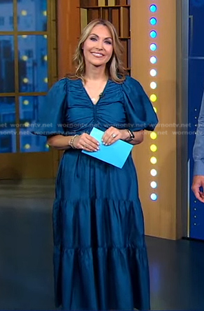 Lori's blue puff sleeve satin dress on Good Morning America